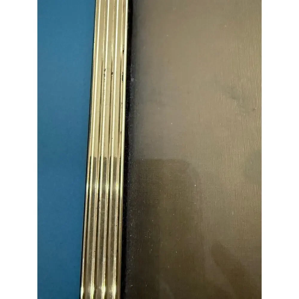 Vintage 1980s Solid Brass 8x10 Photo Frame Teal Blue Art Deco